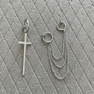 Gothic Cross Clip On Earrings - Goth Jewelry For Women
