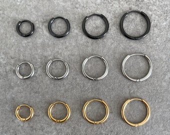 1.6mm Stainless Steel Thin Hoop Earrings - Waterproof Tiny Huggie Hoops - Hypoallergenic Minimalist Sleeper Earrings - Unisex Earrings