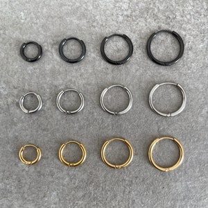 1.6mm Stainless Steel Thin Hoop Earrings - Waterproof Tiny Huggie Hoops - Hypoallergenic Minimalist Sleeper Earrings - Unisex Earrings