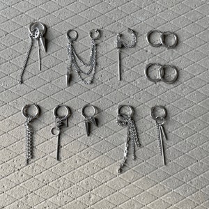 Our Best 12pcs Stainless Steel Mismatched Kpop Earrings - Trendy Dangle  Earrings - Y2K Birthday Gift - Gothic Tarnish free Jewelry