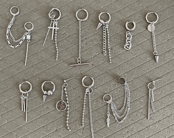 Grunge Kpop Earrings - Unique Y2K Punk Style - Stainless Steel Dangle 12pcs Set for Gift