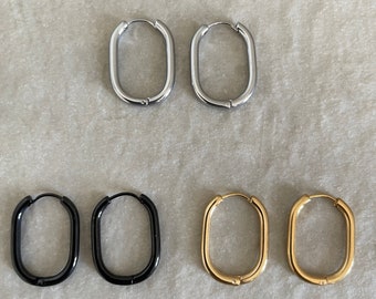 Minimalist U Hoop Earrings - Chic Stainless Steel Oblong Earrings for Women