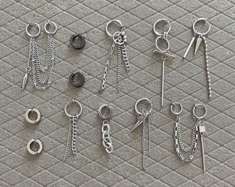 Gothic Clip On Earrings - Stainless Steel No Piercing Earrings For Women and Men
