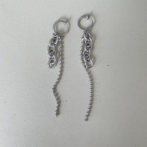 Pendientes de cadena con clip: colgantes de acero inoxidable, no requieren perforación.
