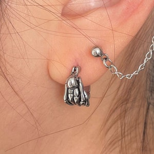 Gothic Skeleton Earrings - Edgy Titanium Hoop Earrings For Men & Women - Skull Jewelry