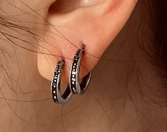 Mens Titanium Hoop Earrings: Slim Everyday Jewelry