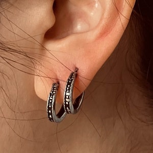 Mens Thin Hoop Earrings - Titanium Jewelry - Everyday Earrings - Slim Hoop Earrings