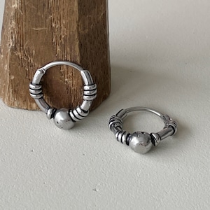 Titanium Mjolnir Hoop Earrings: Norse Viking Jewelry