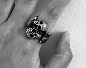 Best Father Day Skull Gift Vintage Black Flower Skull Band Rings for Men Antique Gothic Jewellery Best Father Day Skull Gift Vintage Black Flower Skull Band Rings for Men Antique Gothic Jewellery