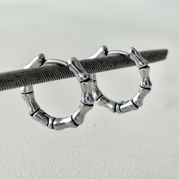 Titanium Gothic Bone Hoop Earrings for Men - Unique Statement Jewelry