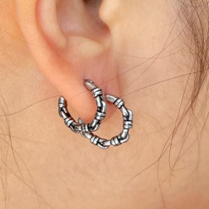Link Hoop Earrings - Retro Earrings- Small Hoop Earrings for Men and Women - Titanium Jewelry - Everyday Earrings