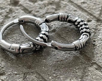 Norse Inspired Titanium Hoop Earrings for Men - Viking Jewelry Accessory