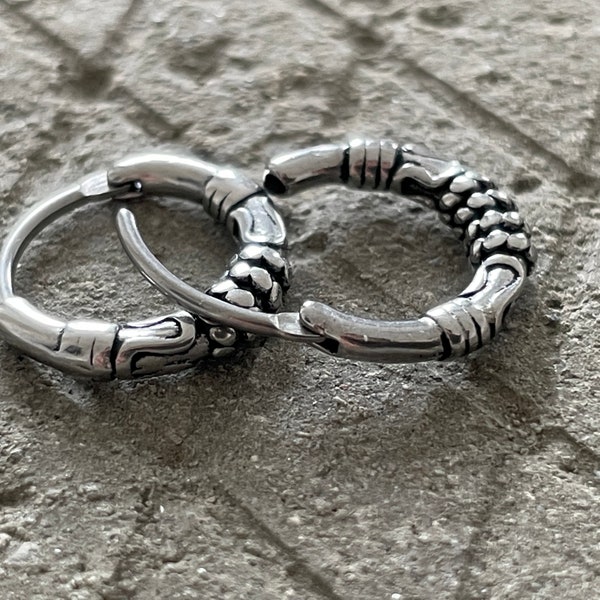 Norse Inspired Titanium Hoop Earrings for Men - Viking Jewelry Accessory