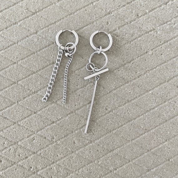 Boucles D'oreilles Cerceaux Argentées - Unisexe Streetwear - Homme & Femme