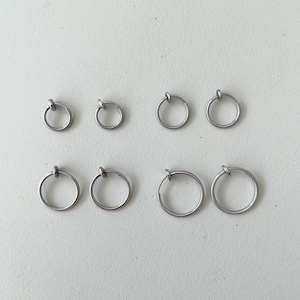 1.2mm Silver Clip On Hoop Earrings - Stainless Steel Waterproof Non Pierced Hoops for Women & Men - Huggie Hoops Gift - NEW