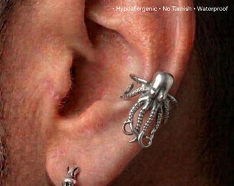 Octopus Ear Cuff - Steampunk Octopus Earrings - Ocean Lover