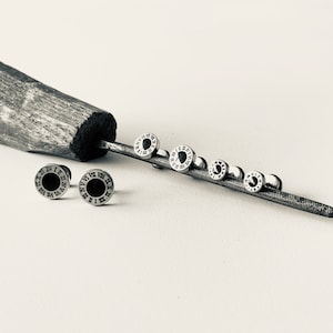 Titanium Mens Stud Earrings: Roman Numeral Circle Studs