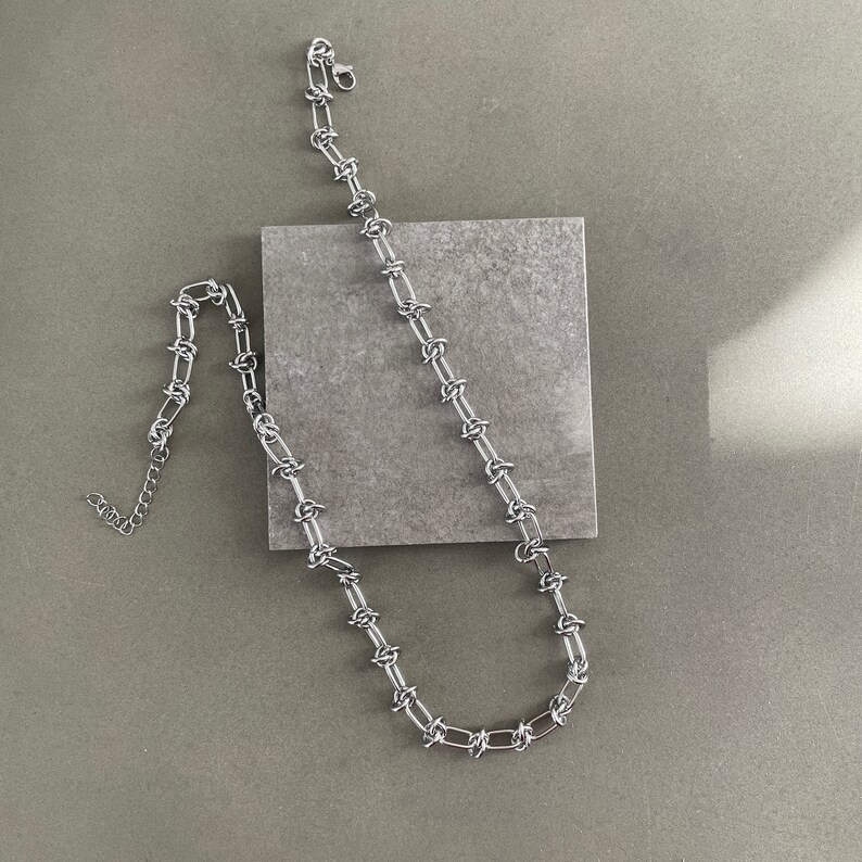 Repeat Knotted Chain Stainless Steel Necklace Street Fashion Etsy