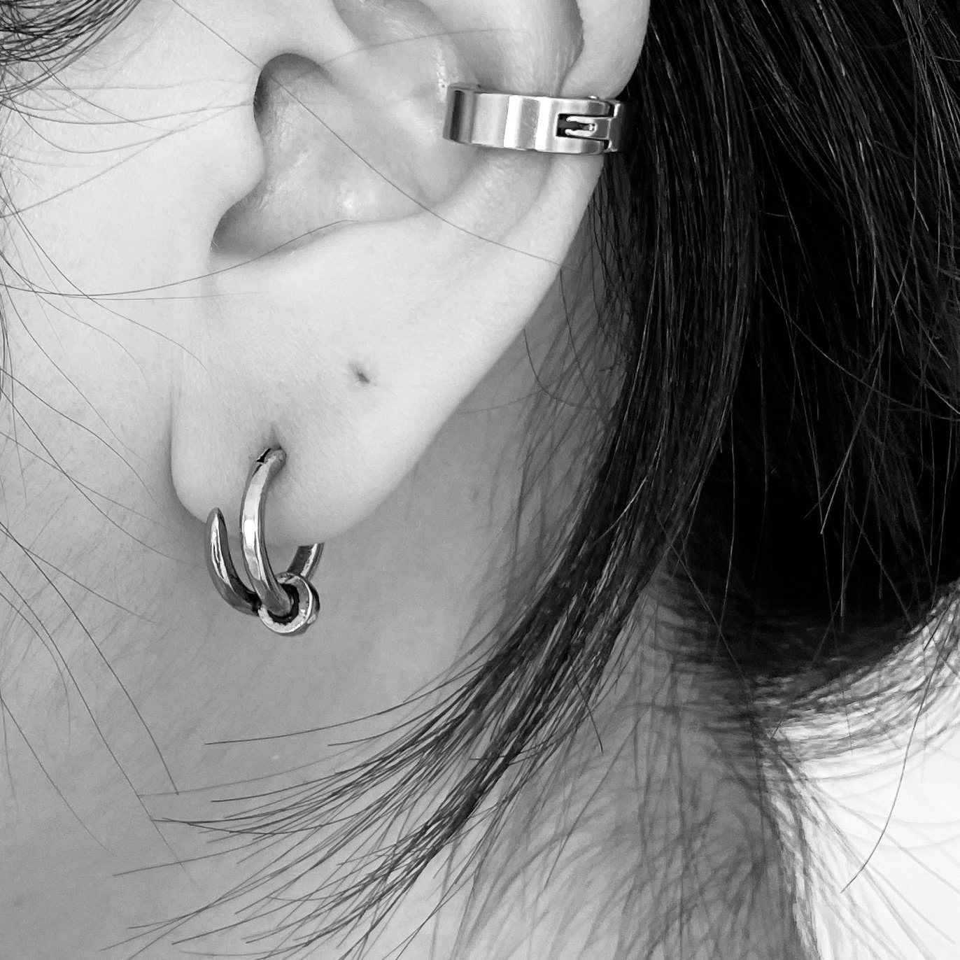 Nail Huggie Hoop Earrings for Men Hoop Men Cartilage Huggie Earring Nail Hoop Earring Man Clip Earrings Men Nail Hoops Nailed Steel Hoops Pair(2