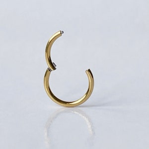 Versatile Septum Clicker - Surgical Steel Gold Nose Hoop for Helix, Cartilage Piercings