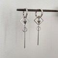 Geometric Dangle Hoop Earrings | Stainless Steel Kpop Earrings for Men Women | Hypoallergenic Minimalist Jewelry - Clip On Earrings