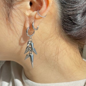 Punk Spike Dangly Earrings - Stainless Steel Unisex Jewelry