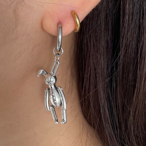 Silver Bunny Earrings - Rabbit Earrings - Cute Dangle Earrings - Trendy Gifts for Her