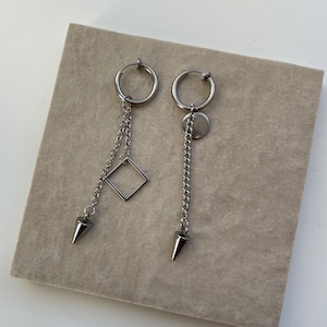Spike Dangly Earrings - Clip On Earrings Dangle - Goth Jewelry