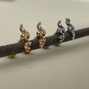 Small Snake Earrings - Titanium Snake Jewelry - Gift For Her - Ball Back Studs