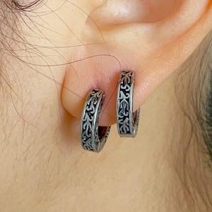 Stainless Steel Celtic Hoop Earrings for Men - Versatile Viking Jewelry - Gift for Him -  Stylish Guys Accessory
