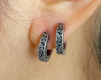 Stainless Steel Celtic Hoop Earrings: Viking Style Jewelry