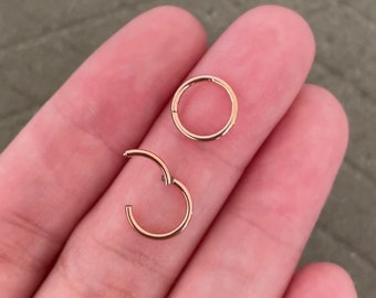 Dainty Rose Gold Nose Ring - Minimalist Hinged Hoop for Cartilage & Helix Piercings