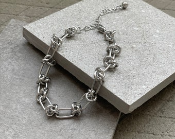 Bracelet noeud unisexe - Bracelet avant-gardiste en acier inoxydable