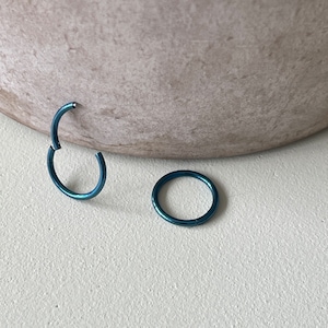 Blue Nose Ring - 18g Cartilage Septum Hoop - Daith Piercing Jewelry - Gift for Nose Piercing Lovers