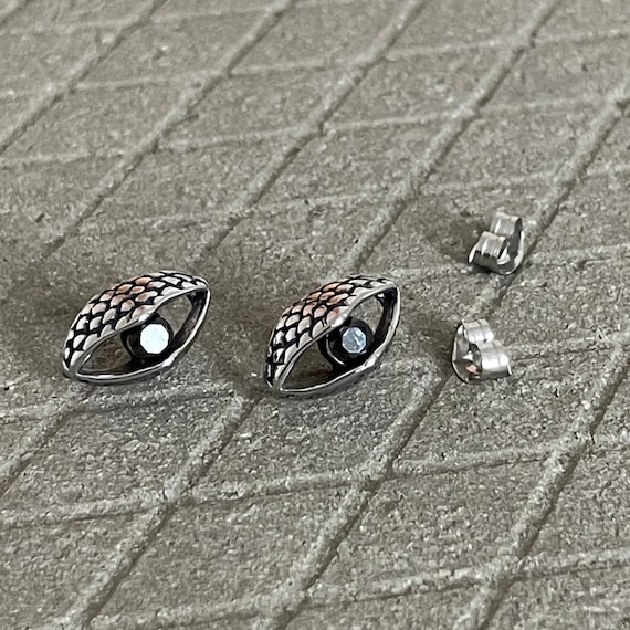 Twoowl Orecchini Neri Uomo/Donna In Argento 925 Con Zirconi - 7mm - Gotico Punk Ipoallergenico - Regalo Compleanno