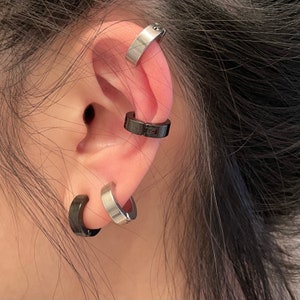 Versatile Clip On Earrings Unisex Alternative Edgy Clip On Hoops zdjęcie 3