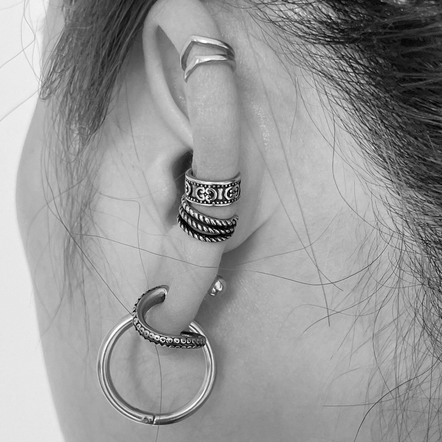 Ear Cuff A Clip Unisex Dawery – Orecchini Senza Foro, Finti Piercing, Stile Hip Hop/Rock, In Metallo (Lega Di Zinco) - 3