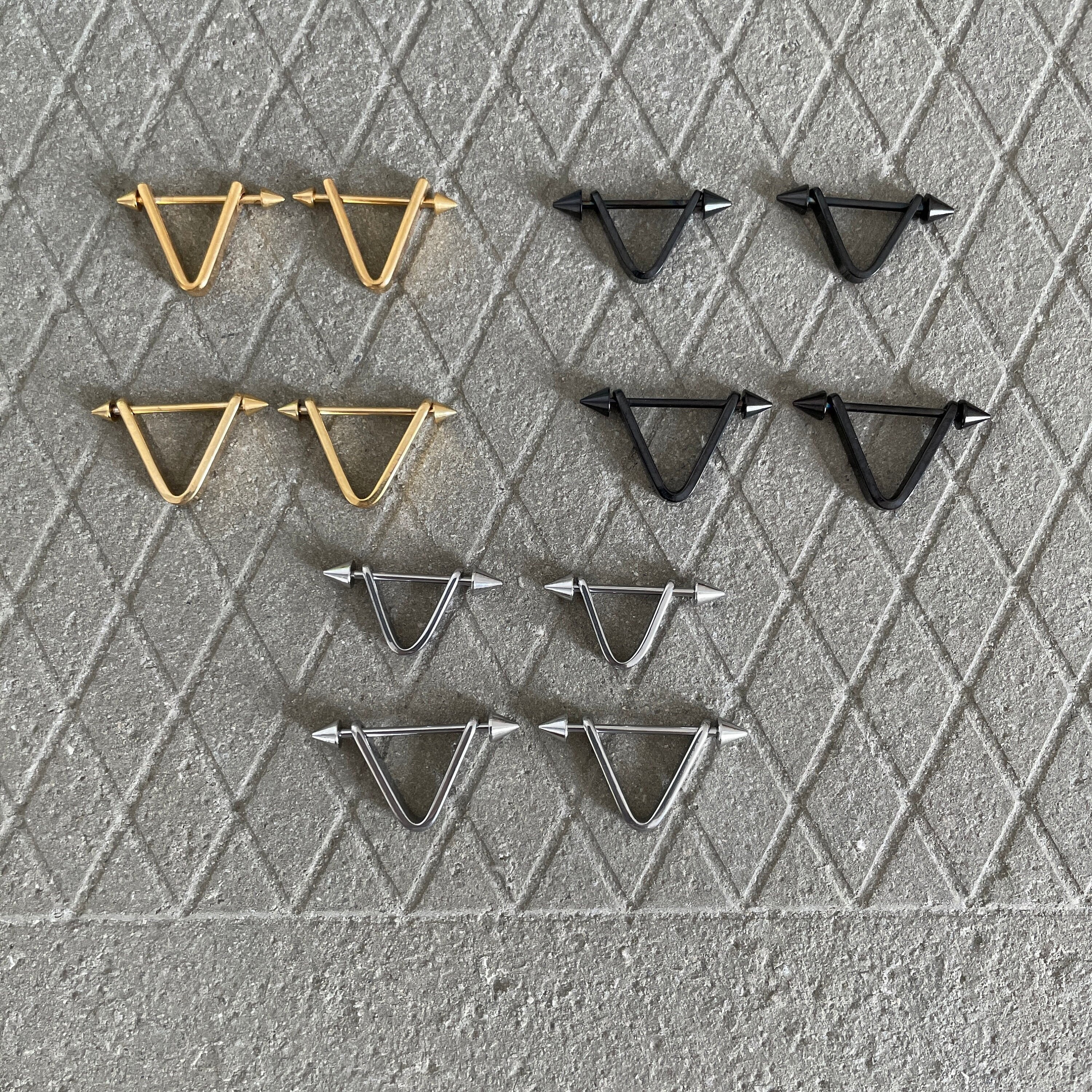 garnl　Triangle Pierce Pave Line Triangle Cartilage Piercing 925 Sterling Silver