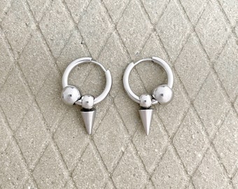 Goth Spike Hoop Earrings - Edgy Spike Dangles Earring For Boyfriend