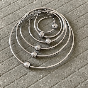 Large Stainless Steel Hoop Earrings - Hypoallergenic Hoops - Women Hoop Earrings - Beaded Hoops