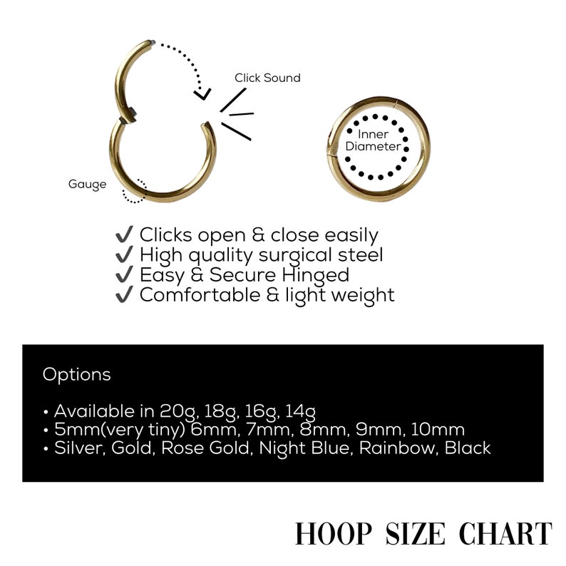 Rose Gold Hinged Nose Hoops316l Surgical Steelseptum Nose Etsy