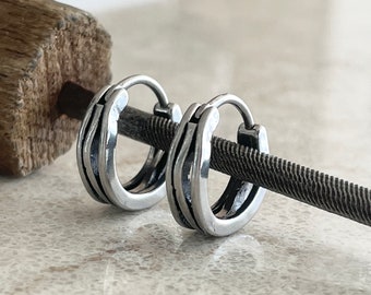 Titanium Statement Earrings - Edgy Industrial Hoops with a Twist