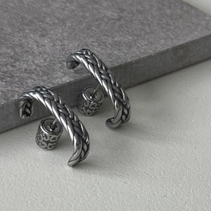 Gothic Ear Jacket - Viking Statement Earrings for Bold Style - Unique Braided Pattern Earrings