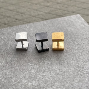 Brincos quadrados de titânio para homens: brincos modernos com rosca