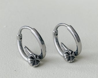 Titanium Nail Hoop Earrings | Edgy Unisex Hoops for Men & Women | Hypoallergenic Statement Jewelry