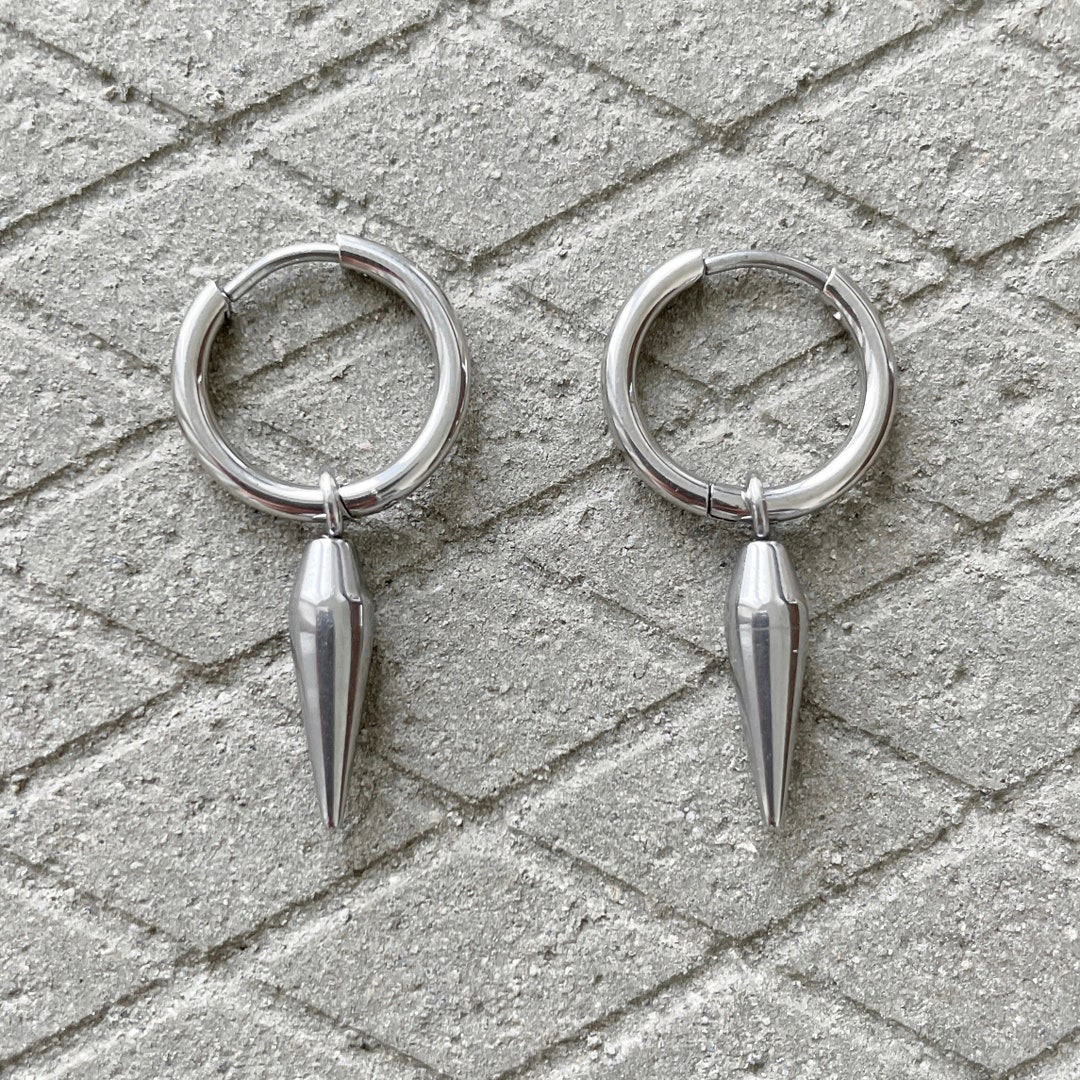 Orecchini Pendenti A Cerchio Unisex In Acciaio Inossidabile, Design A Catena Lunga, Stile Punk, Gioielli Per Donne E Uomini - 5