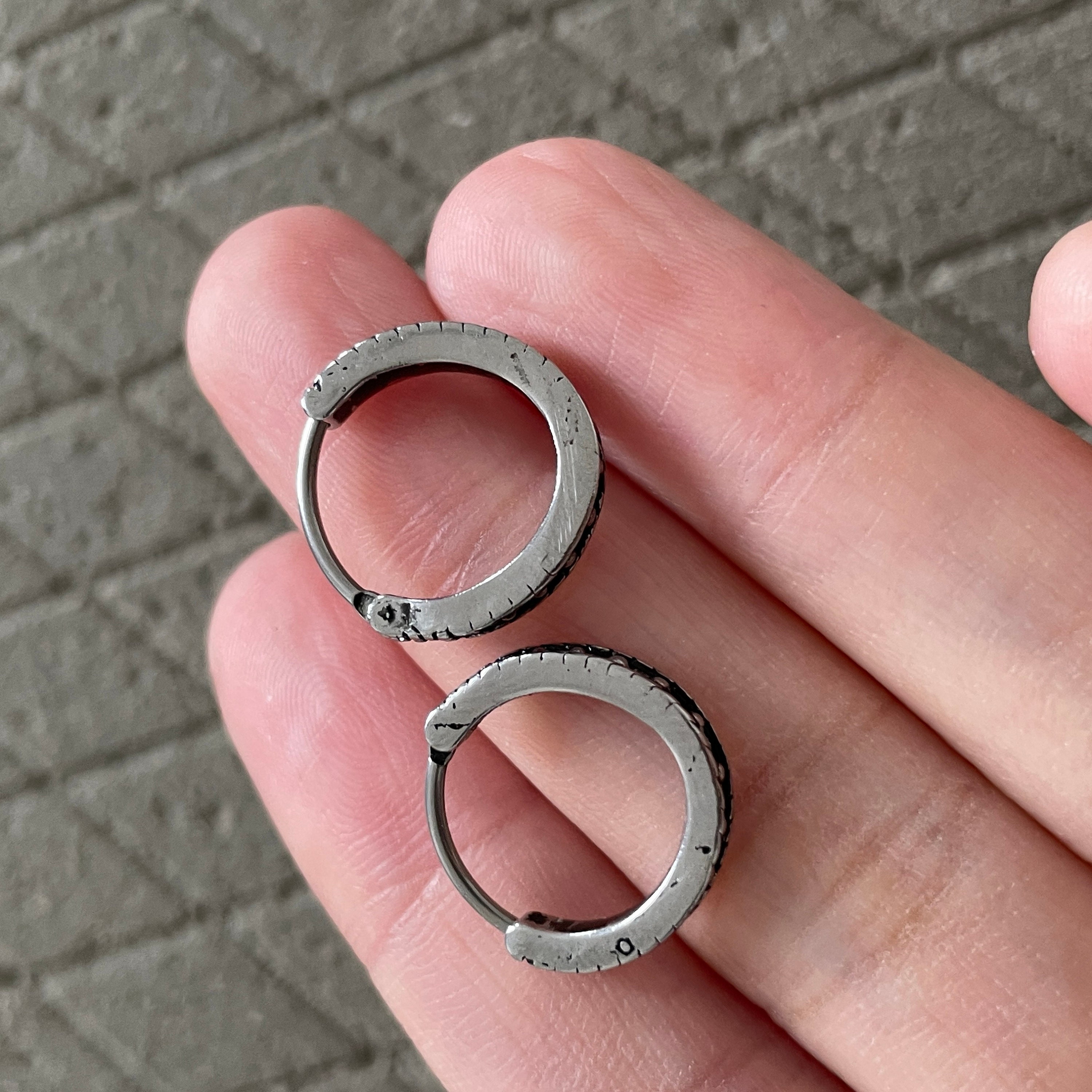 Patterned Hoop Earringstitanium Steel Huggie Hoop Etsy