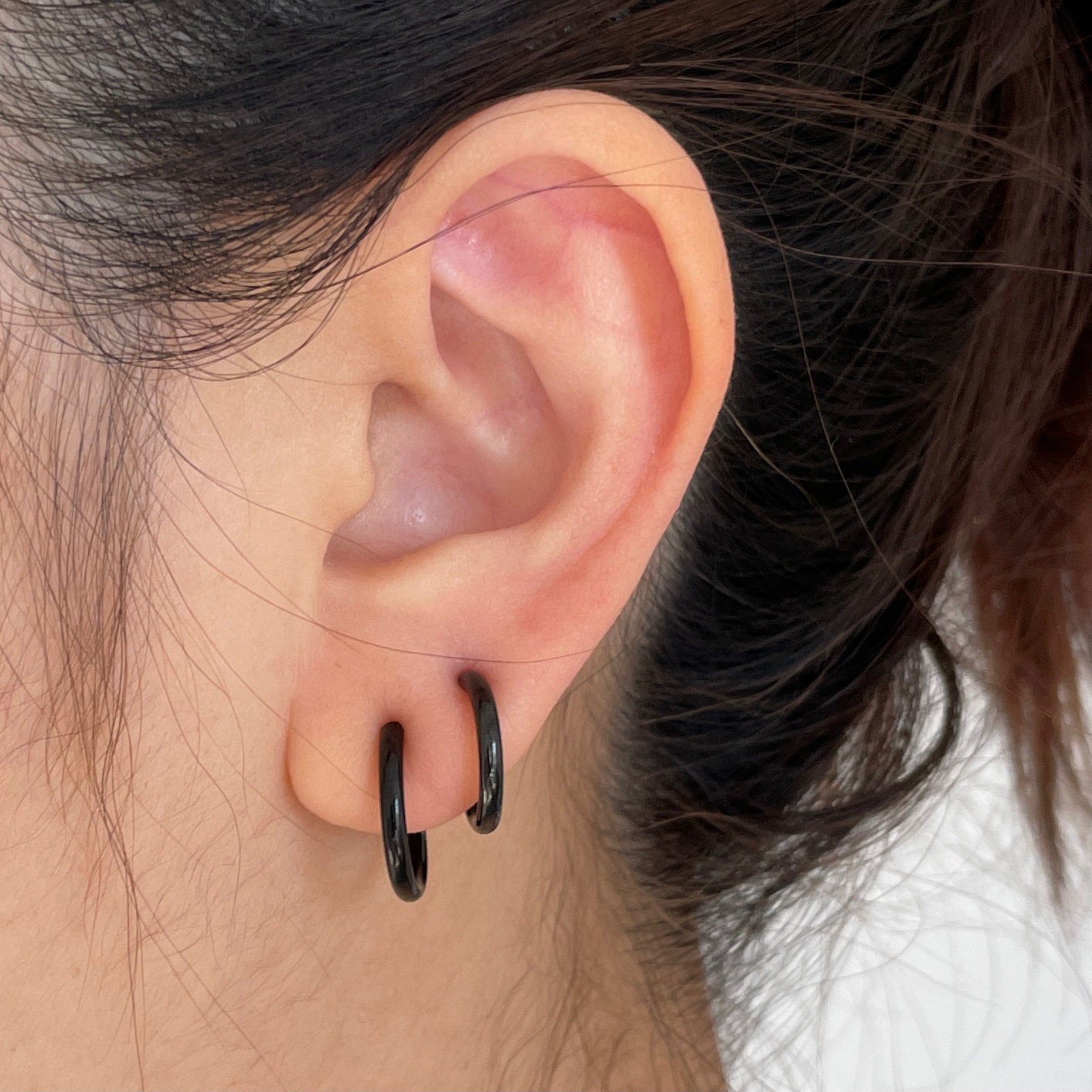 10 Orecchini A Cerchio In Acciaio Inossidabile Per Uomo E Donna, Orecchini A Cerchio Con Passante, Orecchini A Cerchio Chirurgici Per Piercing All'orecchio, Ganci Ipoallergenici - Italia - Foto 10