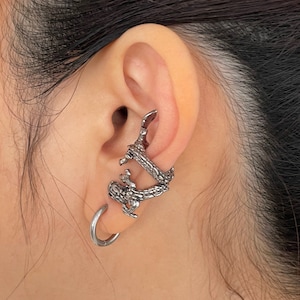 Dragon Ear Cuff - Dark Fantasy Dragon Cuff Earrings - Gothic Jewelry