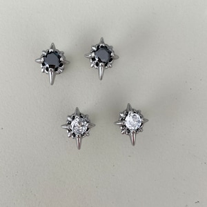 Retro Star Guys Earrings - Starburst Earrings - Gift for Him - North Star CZ Earrings For Men - Star Studs